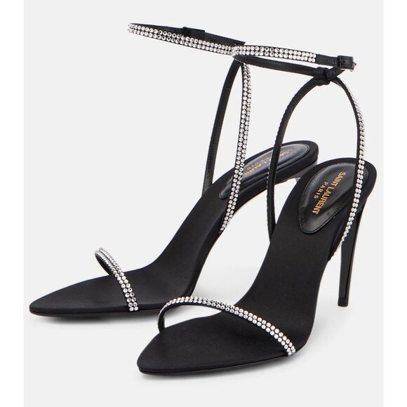 Saint Laurent Georgia 90 crystal-embellished sandals EU 37.5/US 7.5 $1390 - Picture 5 of 15